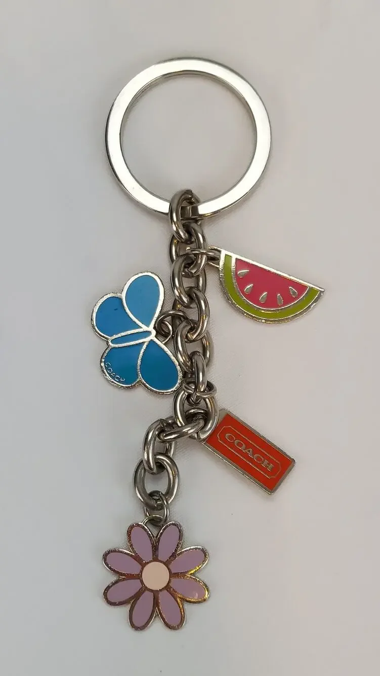 Coach Daisy Butterfly Watermelon Purse Tag Chain Keychain Ring
